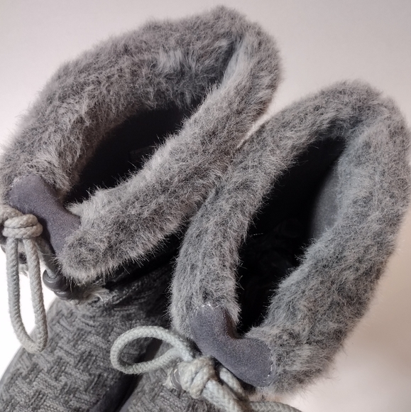 SKECHERS Australia Keepsakes Meadow Grey Knit Faux Fur Sweater Boots Size 9 - Picture 4 of 9